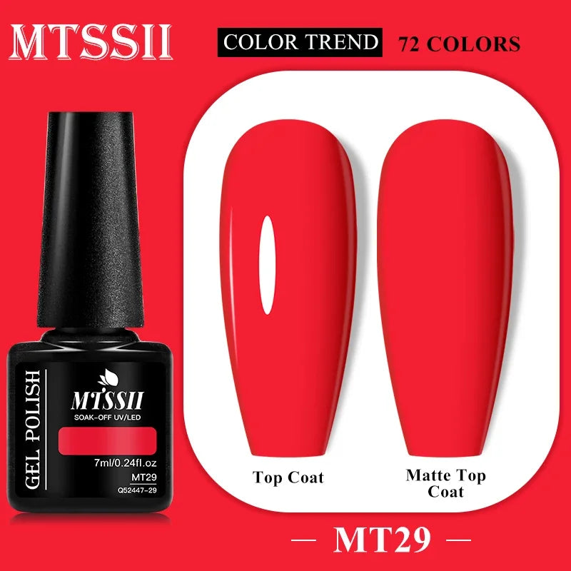 MTSSII 72 Colors 7ml Colorful Gel Nail Polish Nail Supplies Semi Permanent Nail Art Manicure Soak Off LED UV Gel Nail Varnish