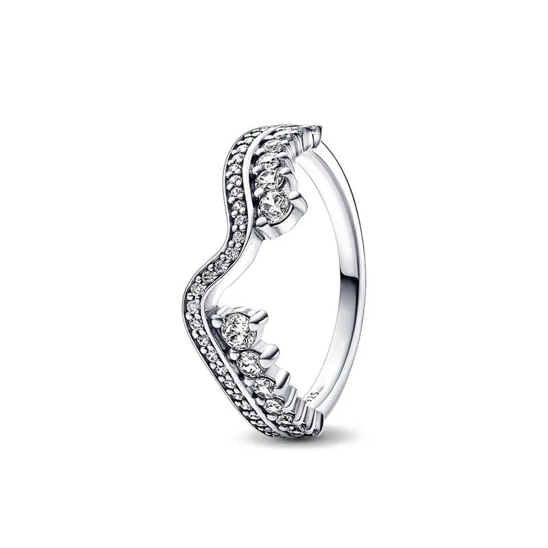 New 925 Silver Heart-Shaped,Floral,Square Ring Suitable for Exquisite High-Quality Jewelry for Women at Wedding Parties