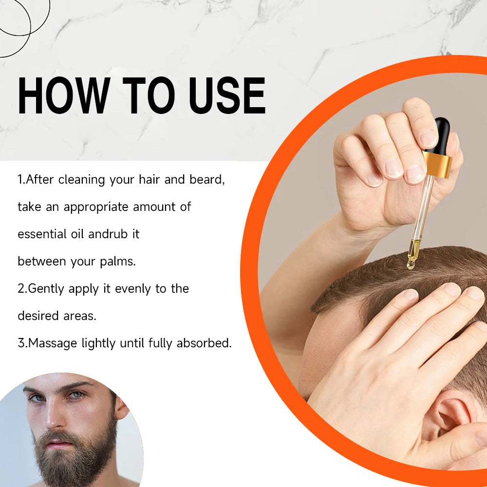 Men Beard Essential Oil Increase Moisturize Soft Smooth Nourish Thicken For Grooming Hair Facial Care Beard Growth Oil Care