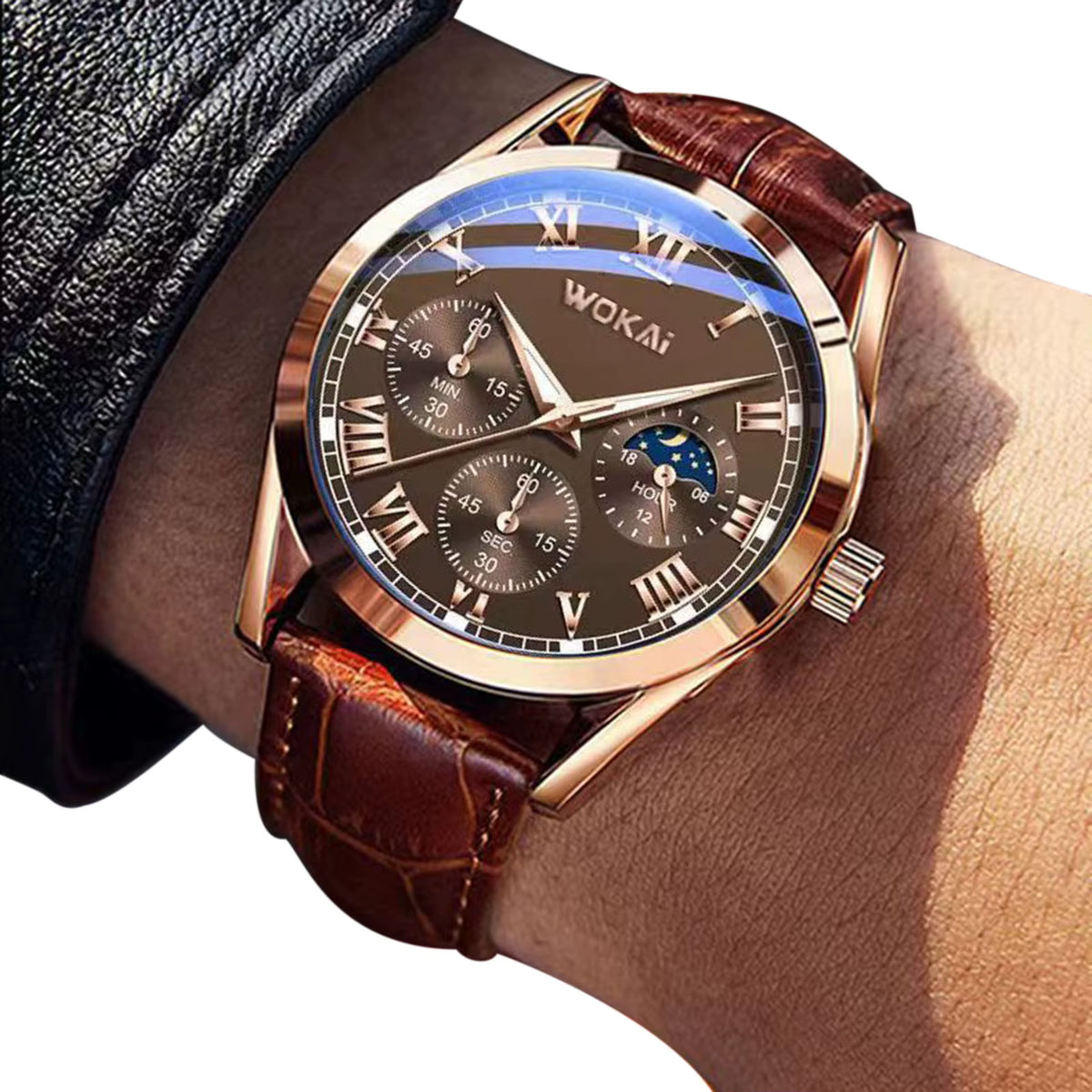 Men Luxury Watches Mens Business PU Leather Quartz Watch Gifts For Male Calendar Wristwatch